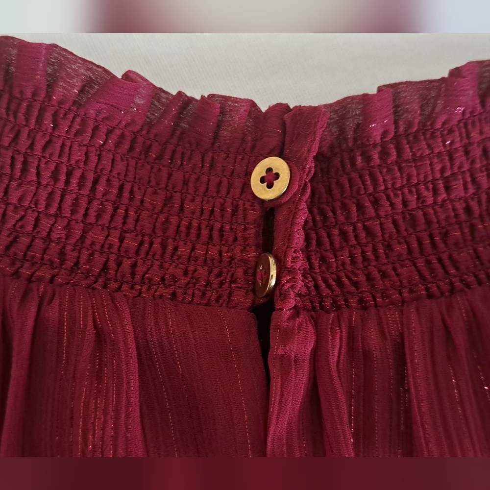 Rachel Zoe burgundy metallic cold shoulder blouse S - Picture 13 of 15